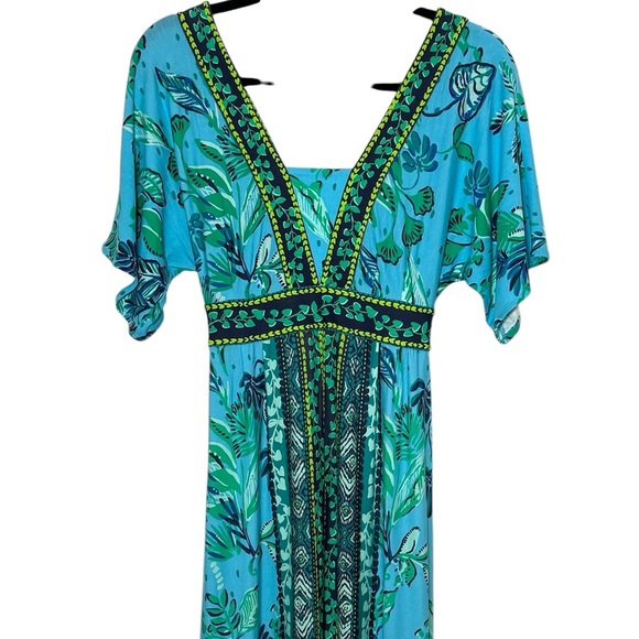 Lilly Pulitzer Ilia Maxi Dress Size 00 Blue Seabreeze Plant One On You NWOT - Picture 3 of 15
